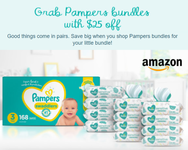 Get $25 off on Pampers diapers & wipes bundles