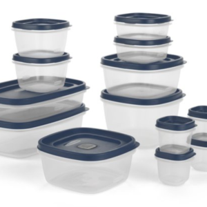 Rubbermaid EasyFindLids Variety Set of 13 Vented Plastic Food Storage Containers with Navy Lids (26 Pieces Total)