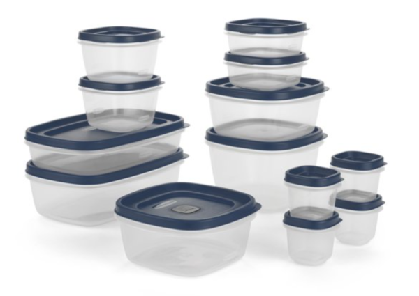 Rubbermaid EasyFindLids Variety Set of 13 Vented Plastic Food Storage Containers with Navy Lids (26 Pieces Total)
