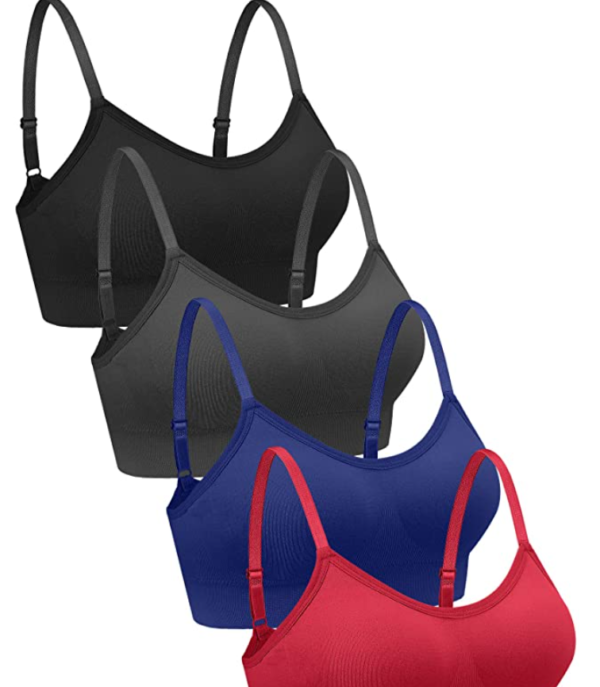 4 Pieces V Neck Bralettes Wireless Cami Bra Tank Top Bra Sports Bra