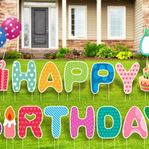 Happy Birthday Yard Sign with Stakes