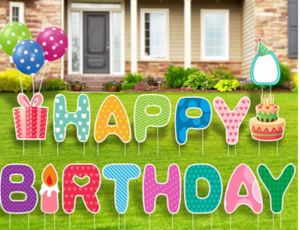 Happy Birthday Yard Sign with Stakes